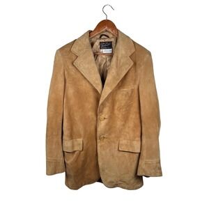 Golden Thread Outerwear Mens 38 Tan‎ Suede Leather Blazer Jacket Brills Bros